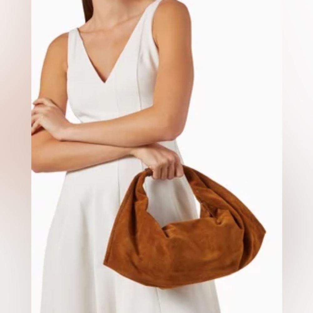 STAUD Suede Hobo Bag in Cognac